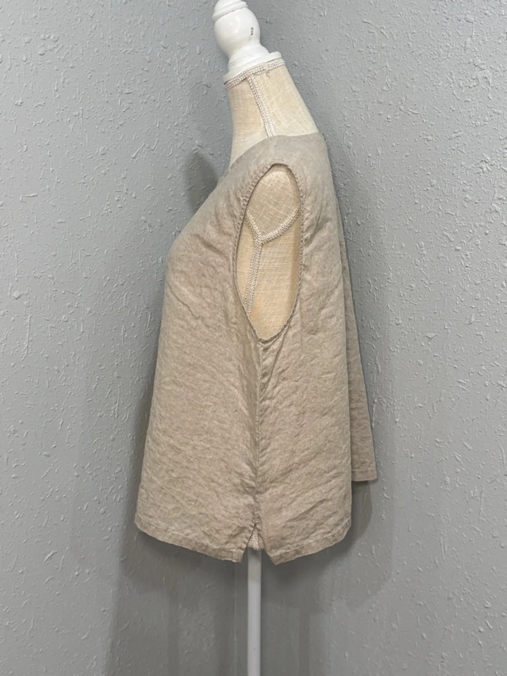 Eileen Fisher Organic Linen Delave Shell Cream Top Size XL - Picture 5 of 11